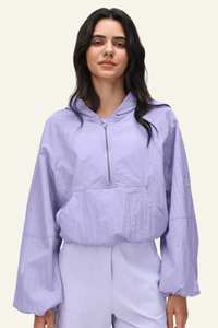 Women's Nylon Half-Zipper Athletic Hooded Sweatshirts