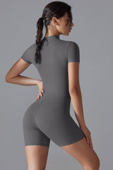 Women'S Half-Zip Tight-Fitting Sports Jumpsuit