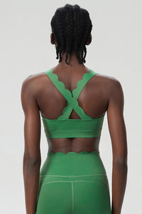 Women Wave-Edge Double-Strap High-Impact Quick-Dry Sports Bra