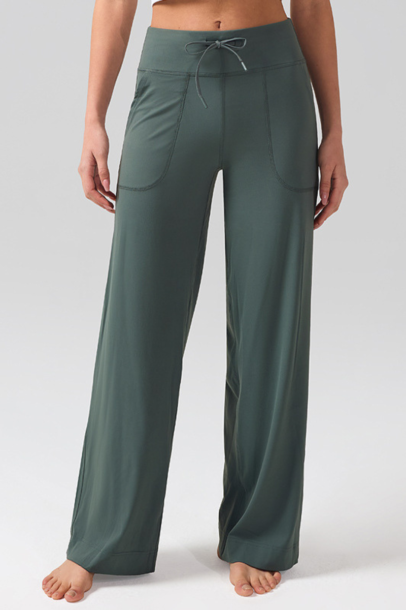 Women's Summer Drawstring  Quick-Dry Wide-Leg Yoga Pants