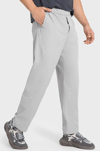 Men Loose Lightweight Quick-Dry Breathable High-Elastic Draped Straight-Leg Workout Sweatpants