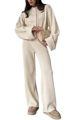 Zipper-fastened jacket and long pants set