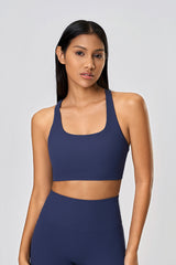 Women High-Elasticity Semi-Fixed Cross-Back Breathable Yoga Fitness Sports Bra