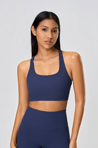 Women High-Elasticity Semi-Fixed Cross-Back Breathable Yoga Fitness Sports Bra