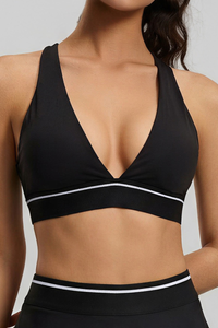 Women's Deep‑V Halter Crisscross Back Sports Yoga Bra