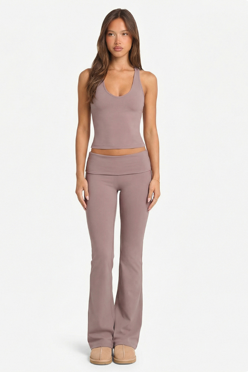 Women's Athletic Set:Halterneck Tank Top And Flare Pants