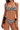 Women's Ribbed Color Block Side Tie Striped Contrast Bikini
