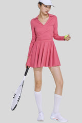 V-neck tennis sports skirt dance golf long sleeve dress