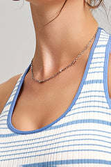 Women Halter Striped Quick-Dry Built-in Sports Bra