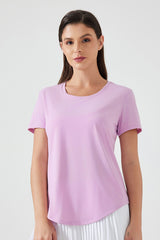 Women Lightweight Breathable Slim-Fit Quick-Dry Yoga Fitness Short-Sleeve Top