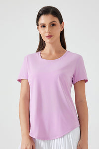 Women Lightweight Breathable Slim-Fit Quick-Dry Yoga Fitness Short-Sleeve Top