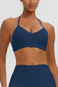 Women's Naked Feel Padded Halter V Neck Sports Bra