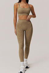 Women Gold Foil Fabric Sports Bras + Yoga Sports Leggings