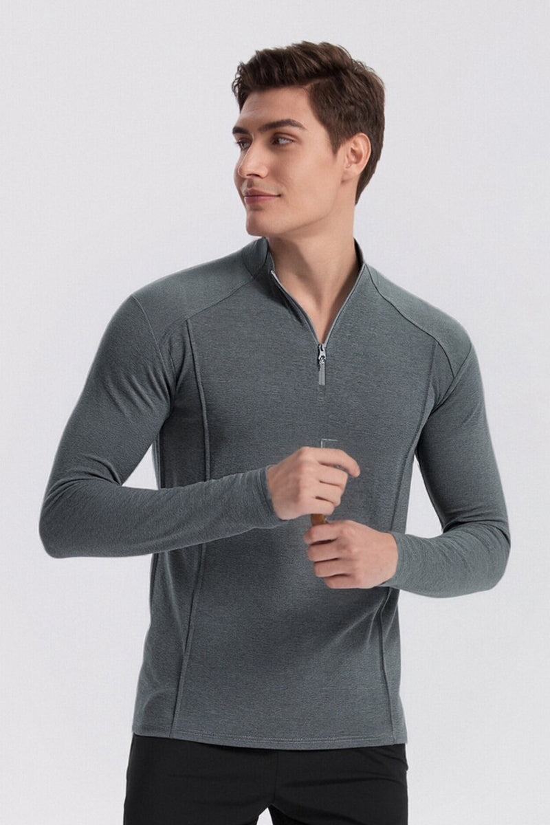 Men Half-Zip Quick-Dry Running Training Long Sleeve Top
