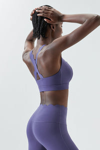 Women Wave-Edge Double-Strap High-Impact Quick-Dry Sports Bra