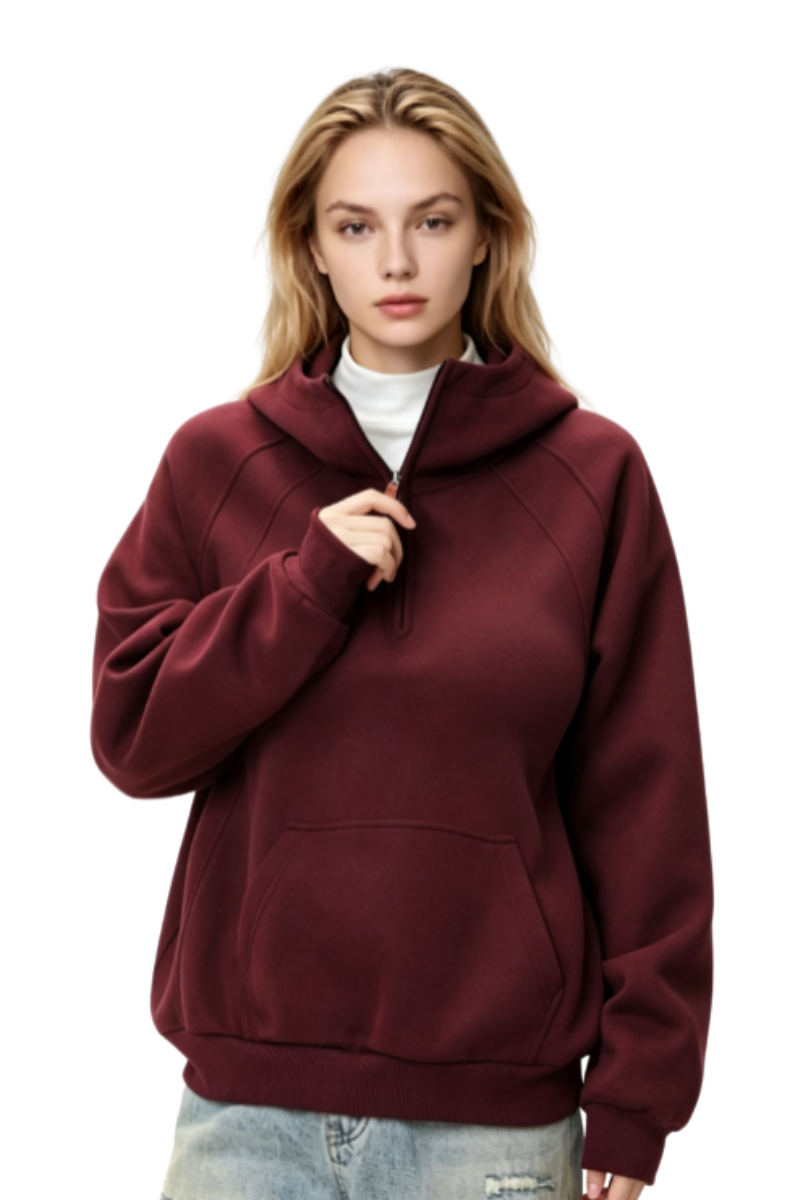 Women's Fall Half Zip Relaxed Hooded Sweatshirts