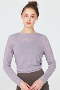 Women's Back Split Tie Lightweight Sheer Long Sleeve T-shirt