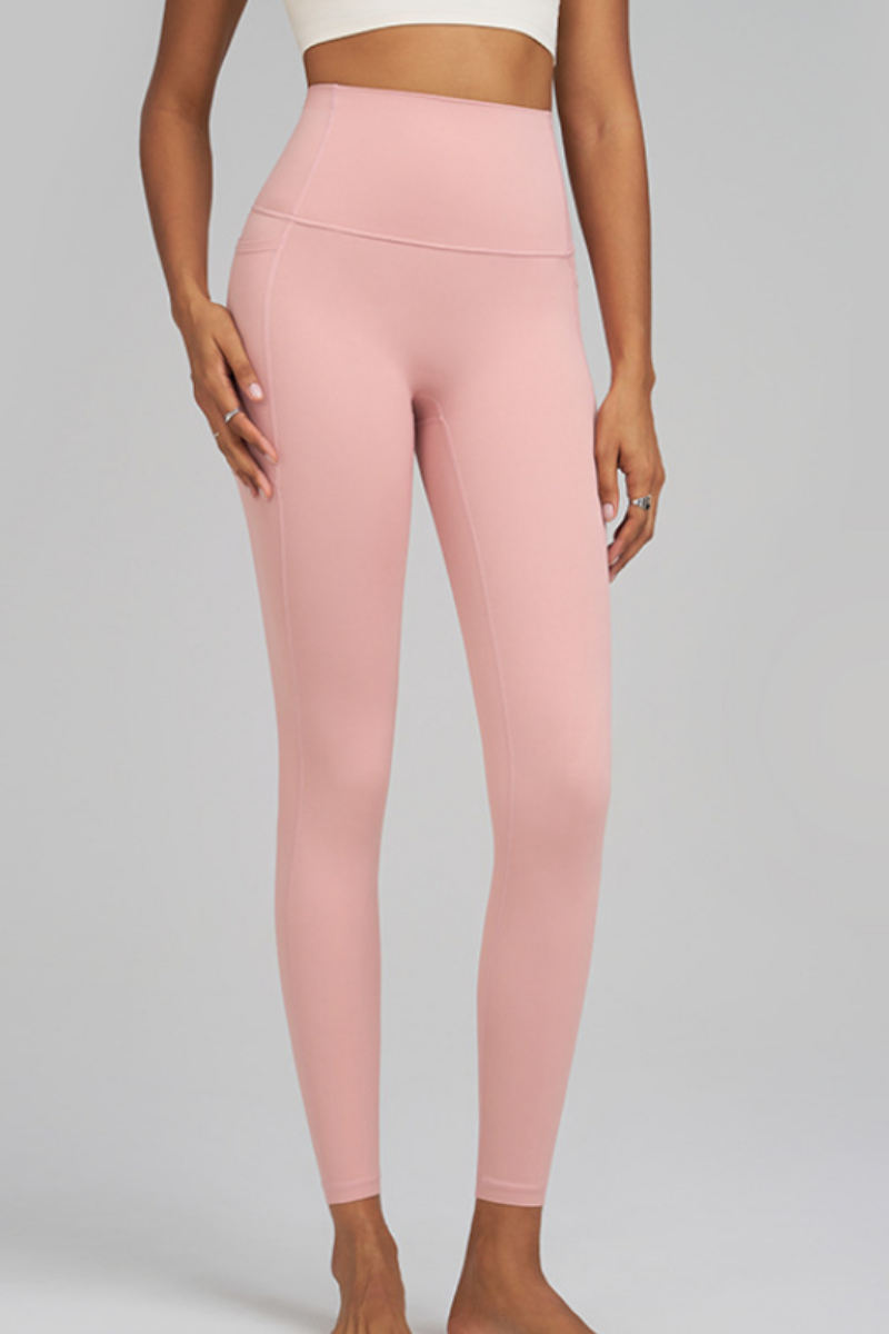 High-waist, snug-fitting athletic pants