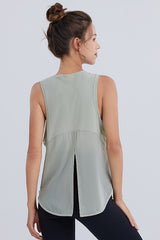 Solid Color Irregular Bottom Sports Tank Tops