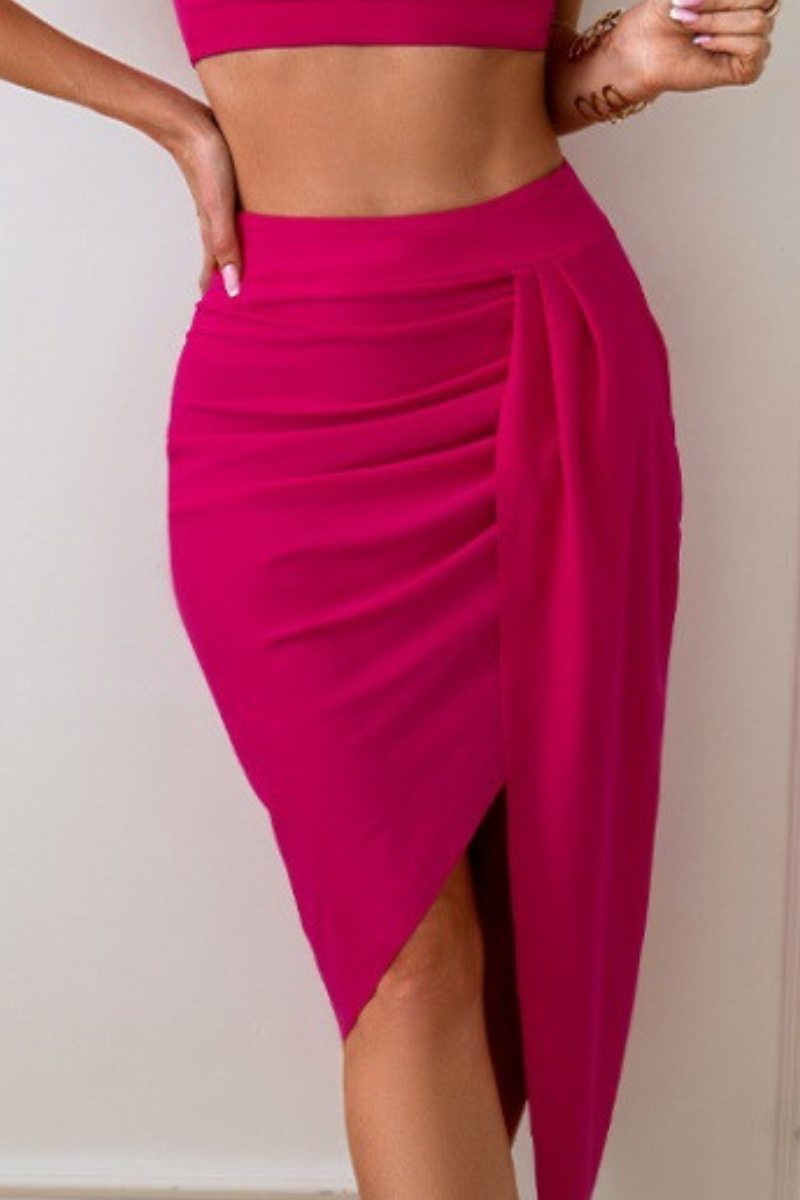 Women's Irregular Knot  Pleated Outer Wrap Skirt