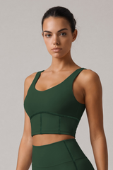 Women's Wide Strap U-Back Sport Bra with Soft Boning Support