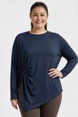 Plus Size Women's Fall Side Twist Asymmetrical Quick Dry Top