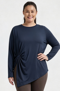 Plus Size Women's Fall Side Twist Asymmetrical Quick Dry Top