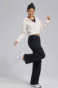 Short sports jacket with women's zipper and velvet yoga suit, casual hooded top