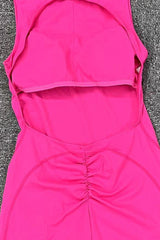 Women Sleeveless Back Hollow Fitness Peach Butt Removable Chest Pad Sports Yoga Bodysuit