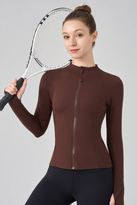 Women Stand Collar Slim-Fit Yoga Running Long Sleeves