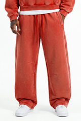Unisex Fall Fleece Elastic Waist Curved Wide Leg Sweatpants