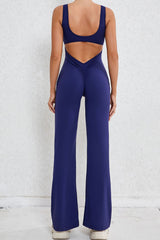 Women Hollow Out Back Micro Peach Hip Lift Sports Fitness Yoga Bodysuit