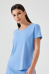 Women Lightweight Breathable Slim-Fit Quick-Dry Yoga Fitness Short-Sleeve Top