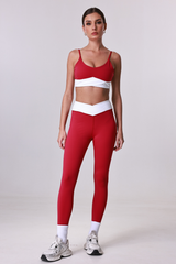 Women's Yoga Color-Block Sets:Bra And Cross V-Waist Leggings