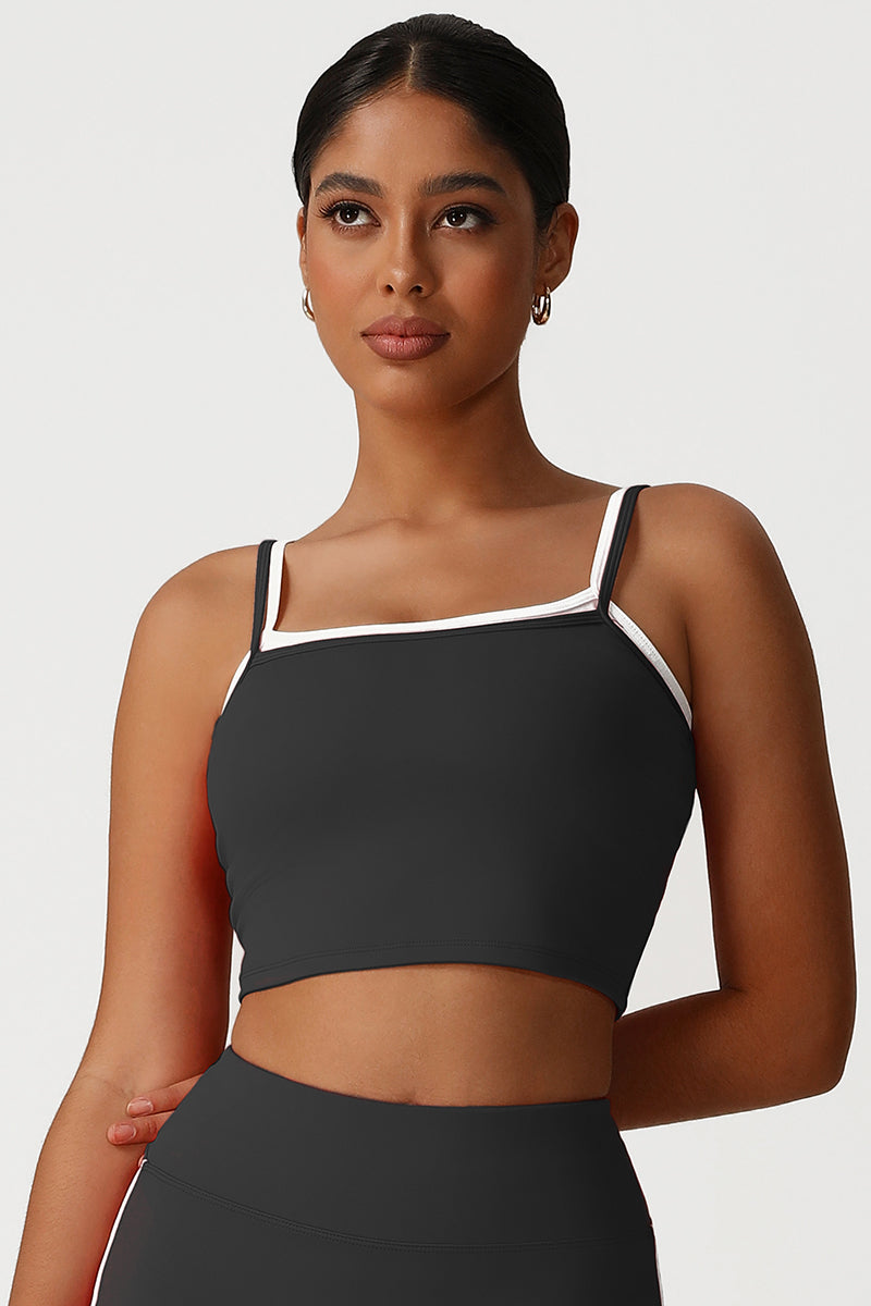 Women Square Neck Fake Two-Piece Yoga Tank Tops