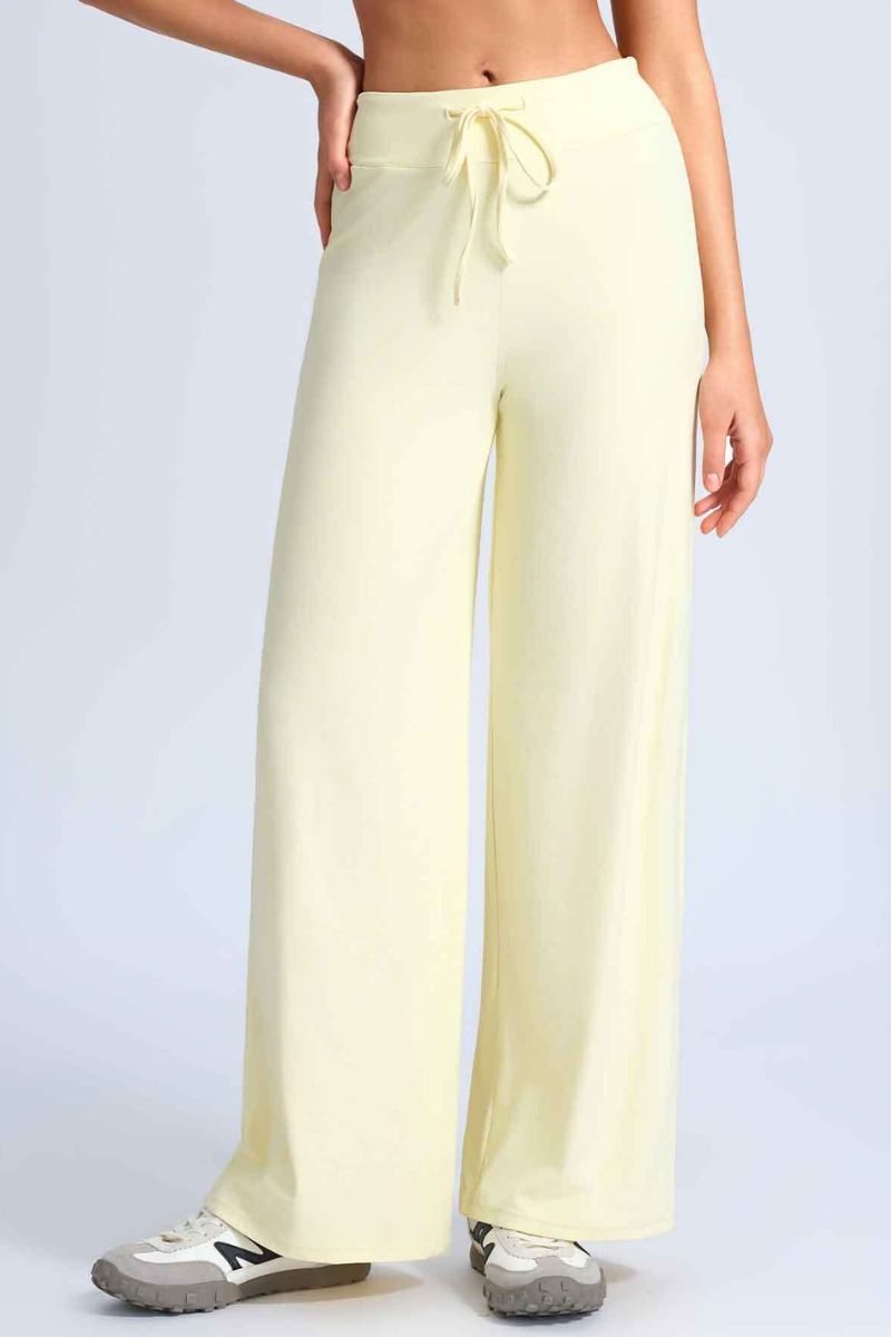 Women's Sports Solid Drawstring Wide-Leg Yoga Pants