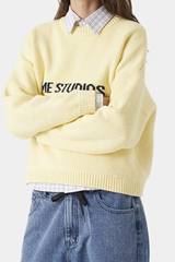 Letter-patterned jacquard sweater