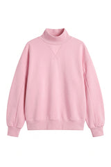 Women's Fall Solid Fleece Loose Mock Neck Sweatshirt