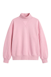 Women's Fall Solid Fleece Loose Mock Neck Sweatshirt
