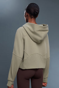 Women Fleece-Lined Zip-Up Hoodie Warm Loose Casual Sportswear