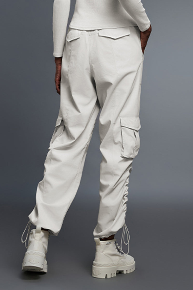 Women Fleece-Lined Cargo Jogger Adjustable-Cuff Utility Workout Pants