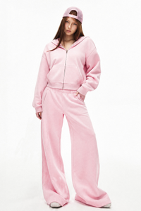 Women's Fall Set: Cropped Zip Up Hooded Jacket And Sweatpant