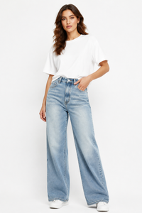 Women's Fall High Waist Loose Fit Wide Leg Jeans