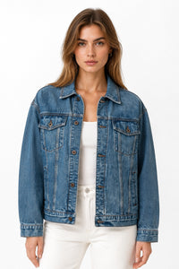Women's 100% Cotton Classic Blue Denim Jacket