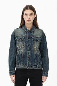 Women's Fall 100% Cotton Vintage Wash Slim Denim Jacket