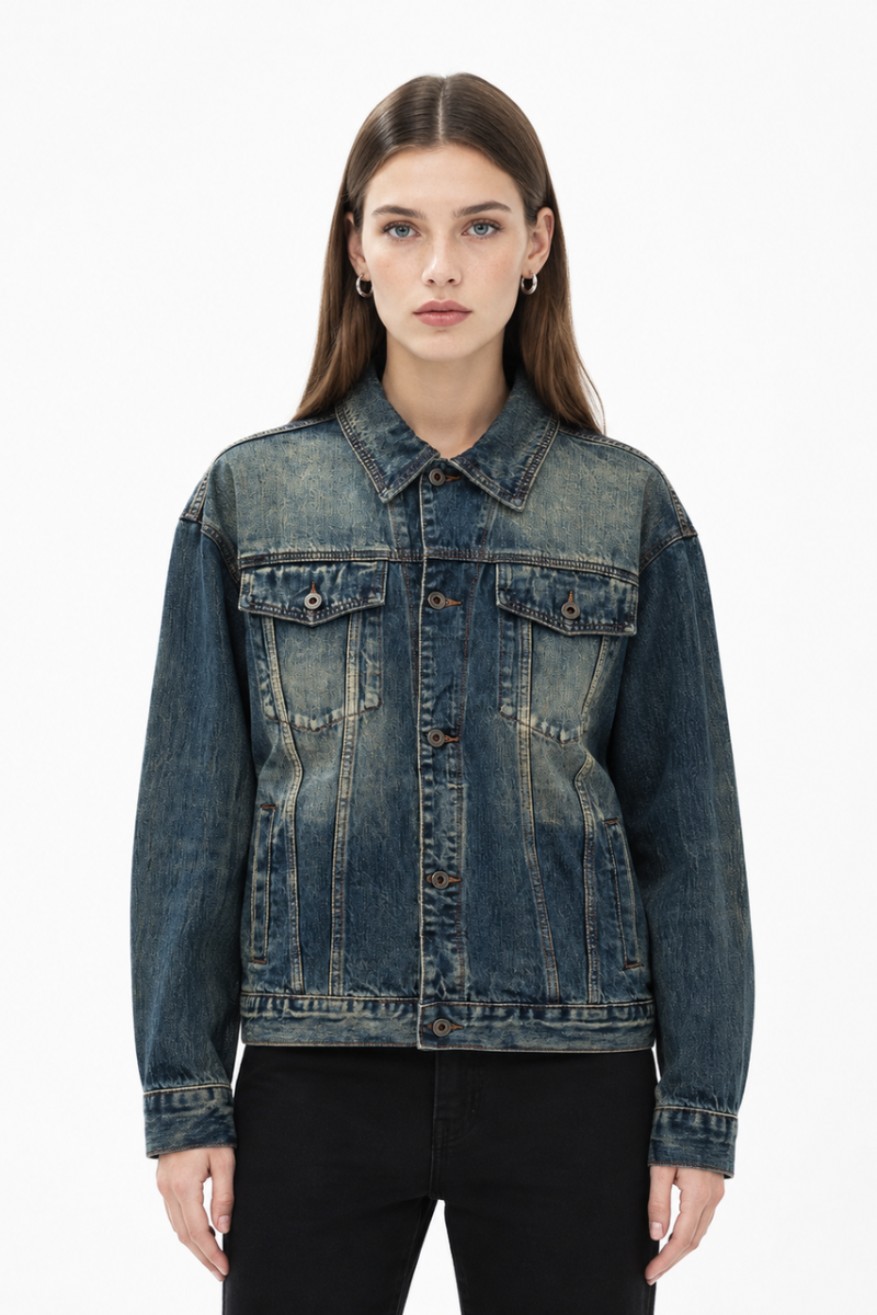 Women's Fall 100% Cotton Vintage Wash Slim Denim Jacket