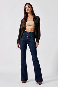 Women's High Waist Slim Flare Jeans