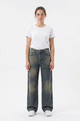 Women's 100% Cotton Vintage Wash Straight Leg Jeans