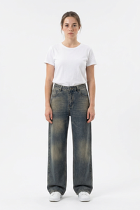 Women's 100% Cotton Vintage Wash Straight Leg Jeans