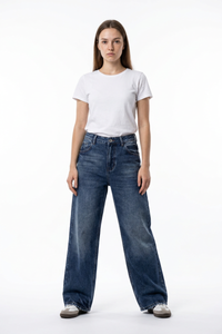 Women's Vintage Wash High Waist Straight Leg Jeans